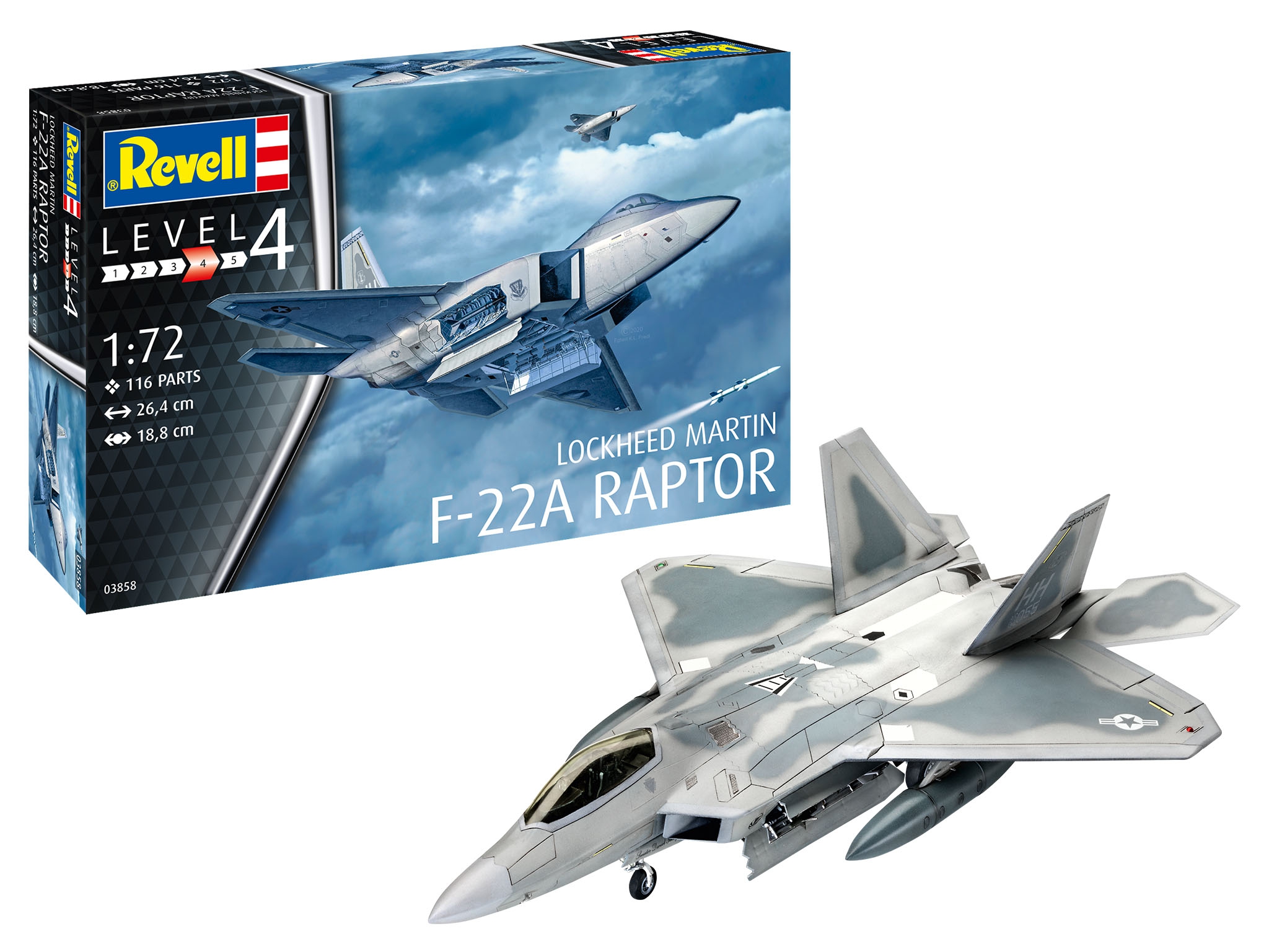 03858 Lockheed F-22 Raptor modelbouwdoos - Revell - 03858 - De